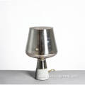 Wine glass shape cement base glass table lamp